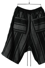 画像をギャラリービューアに読み込む, mastermind JAPAN STRIPED SHORT PANTS / PILE JERSEY (BLACK x GREY)