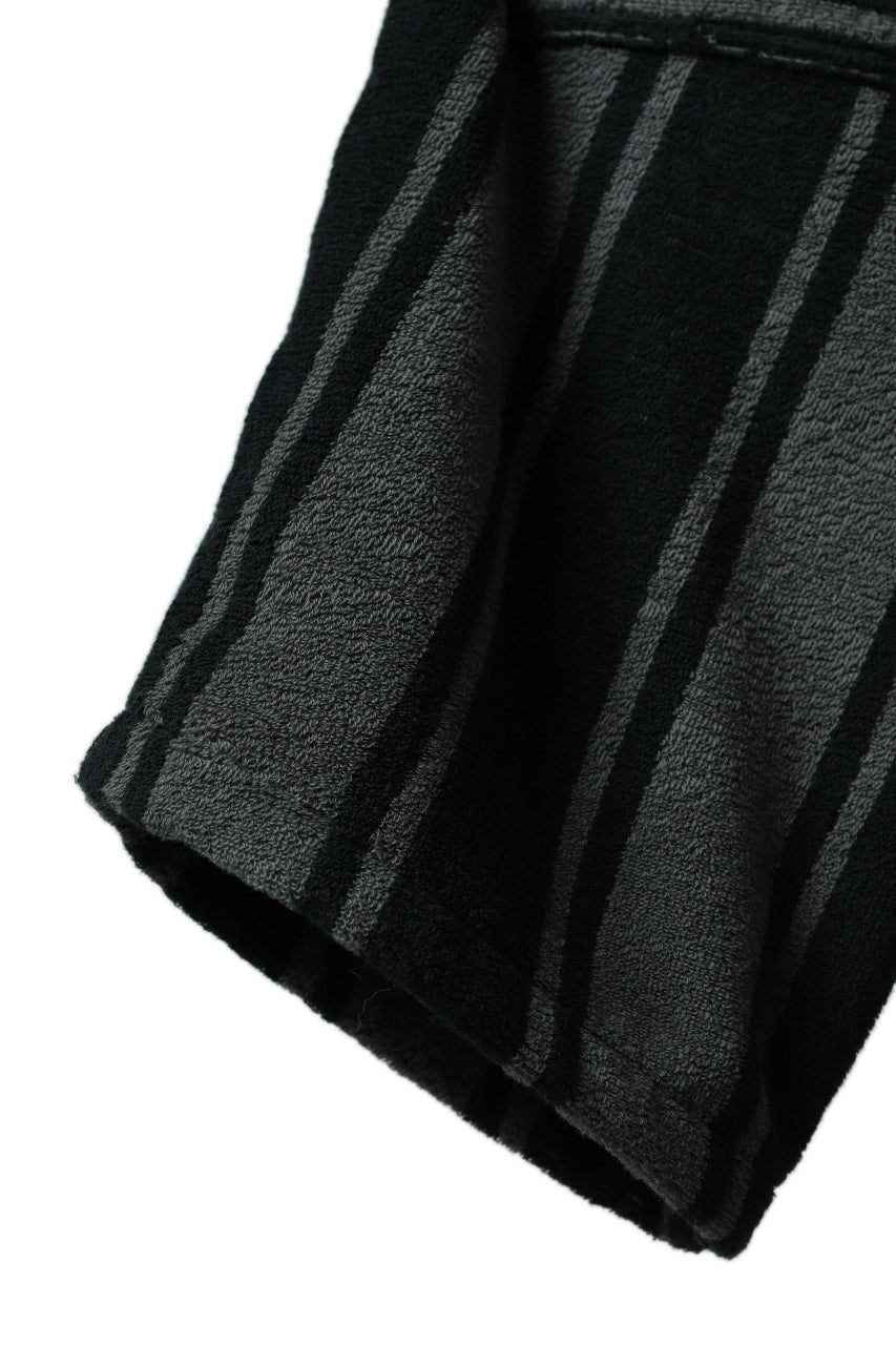 画像をギャラリービューアに読み込む, mastermind JAPAN STRIPED SHORT PANTS / PILE JERSEY (BLACK x GREY)