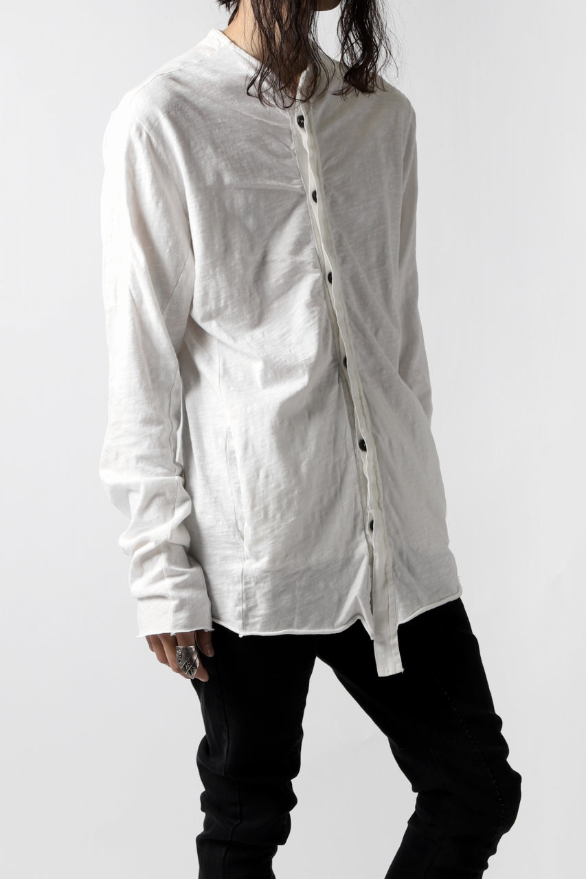 画像をギャラリービューアに読み込む, thomkrom NO COLLAR SHIRT/ JERSEY+WOVEN (OFF WHITE)