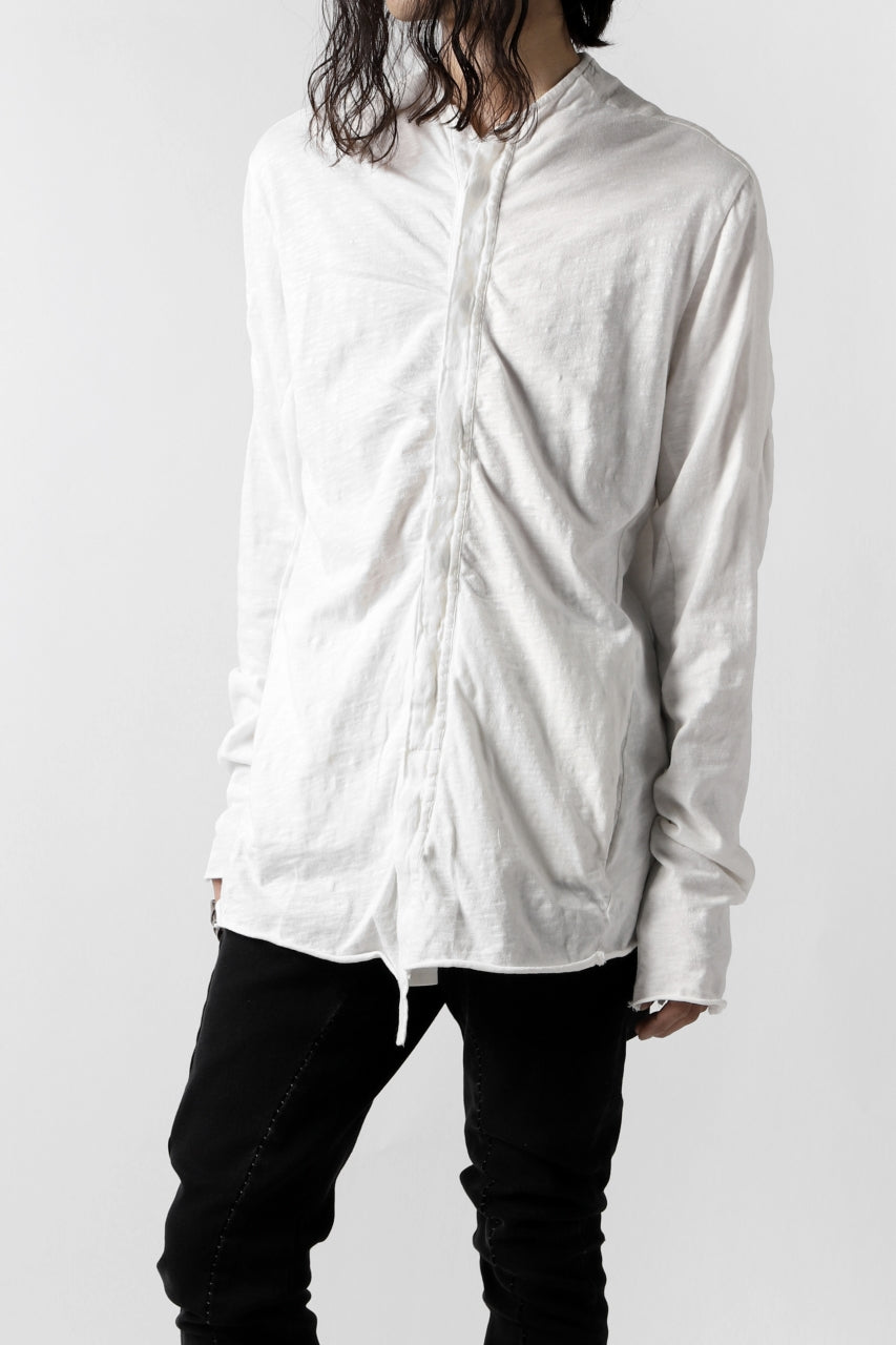 画像をギャラリービューアに読み込む, thomkrom NO COLLAR SHIRT/ JERSEY+WOVEN (OFF WHITE)