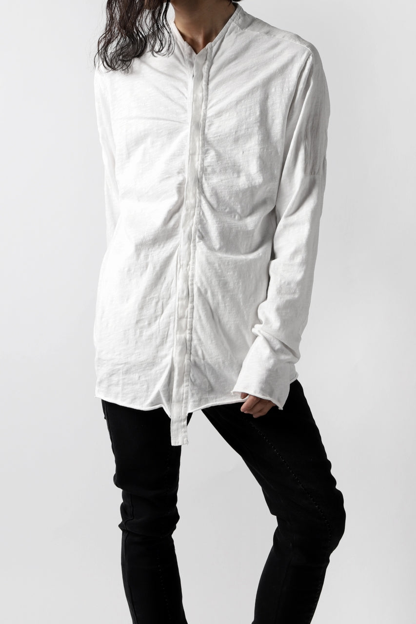画像をギャラリービューアに読み込む, thomkrom NO COLLAR SHIRT/ JERSEY+WOVEN (OFF WHITE)
