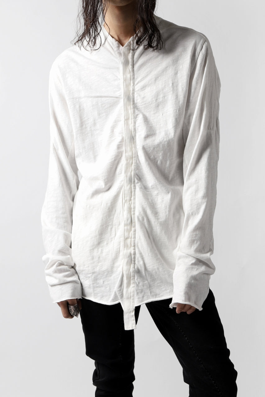 画像をギャラリービューアに読み込む, thomkrom NO COLLAR SHIRT/ JERSEY+WOVEN (OFF WHITE)