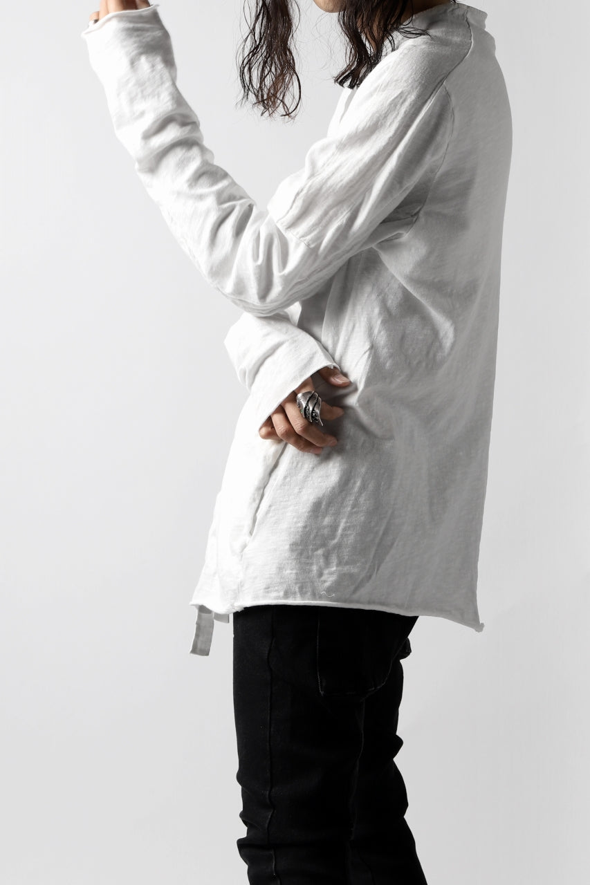 画像をギャラリービューアに読み込む, thomkrom NO COLLAR SHIRT/ JERSEY+WOVEN (OFF WHITE)