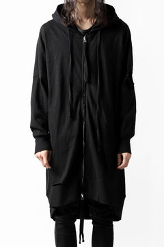 画像をギャラリービューアに読み込む, thomkrom SLAB JERSEY HOODIE ZIP UP PARKA / SLASHED CUT (BLACK)