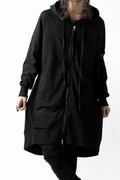 画像をギャラリービューアに読み込む, thomkrom SLAB JERSEY HOODIE ZIP UP PARKA / SLASHED CUT (BLACK)