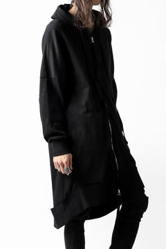 画像をギャラリービューアに読み込む, thomkrom SLAB JERSEY HOODIE ZIP UP PARKA / SLASHED CUT (BLACK)