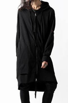 画像をギャラリービューアに読み込む, thomkrom SLAB JERSEY HOODIE ZIP UP PARKA / SLASHED CUT (BLACK)
