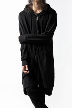 画像をギャラリービューアに読み込む, thomkrom SLAB JERSEY HOODIE ZIP UP PARKA / SLASHED CUT (BLACK)