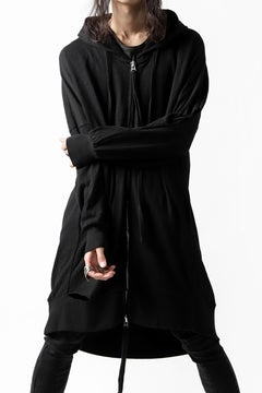画像をギャラリービューアに読み込む, thomkrom SLAB JERSEY HOODIE ZIP UP PARKA / SLASHED CUT (BLACK)