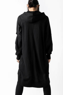 画像をギャラリービューアに読み込む, thomkrom SLAB JERSEY HOODIE ZIP UP PARKA / SLASHED CUT (BLACK)