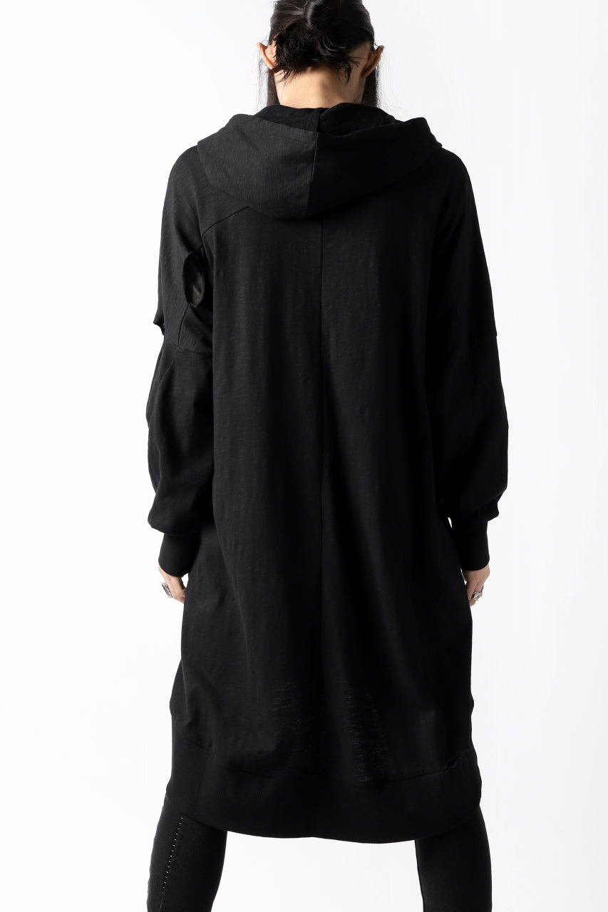画像をギャラリービューアに読み込む, thomkrom SLAB JERSEY HOODIE ZIP UP PARKA / SLASHED CUT (BLACK)