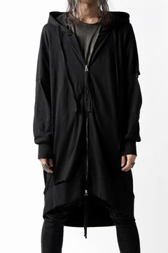 画像をギャラリービューアに読み込む, thomkrom SLAB JERSEY HOODIE ZIP UP PARKA / SLASHED CUT (BLACK)