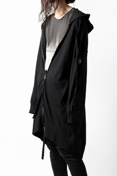 画像をギャラリービューアに読み込む, thomkrom SLAB JERSEY HOODIE ZIP UP PARKA / SLASHED CUT (BLACK)