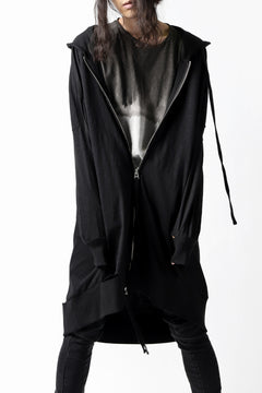 画像をギャラリービューアに読み込む, thomkrom SLAB JERSEY HOODIE ZIP UP PARKA / SLASHED CUT (BLACK)
