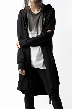 画像をギャラリービューアに読み込む, thomkrom SLAB JERSEY HOODIE ZIP UP PARKA / SLASHED CUT (BLACK)
