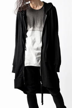 画像をギャラリービューアに読み込む, thomkrom SLAB JERSEY HOODIE ZIP UP PARKA / SLASHED CUT (BLACK)