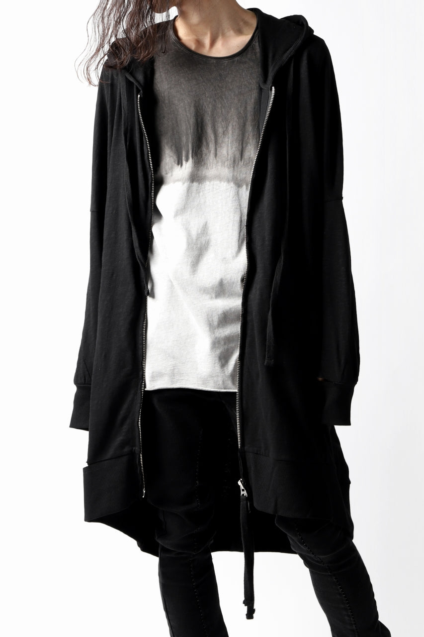 画像をギャラリービューアに読み込む, thomkrom SLAB JERSEY HOODIE ZIP UP PARKA / SLASHED CUT (BLACK)
