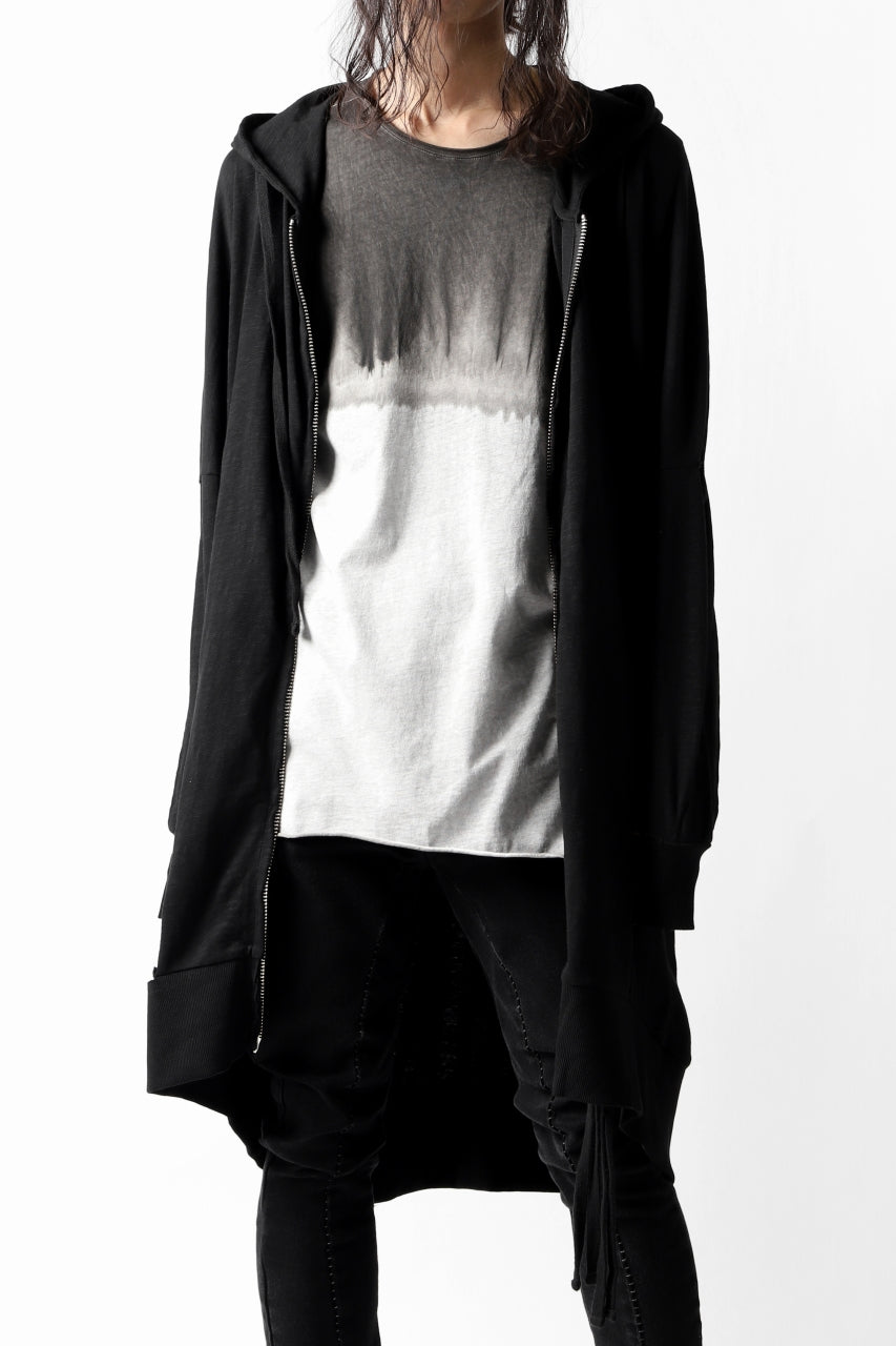 画像をギャラリービューアに読み込む, thomkrom SLAB JERSEY HOODIE ZIP UP PARKA / SLASHED CUT (BLACK)