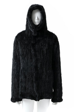 Load image into Gallery viewer, ISAMU KATAYAMA BACKLASH HOODIE KNIT BLOUSON / RABIT FUR (BLACK)