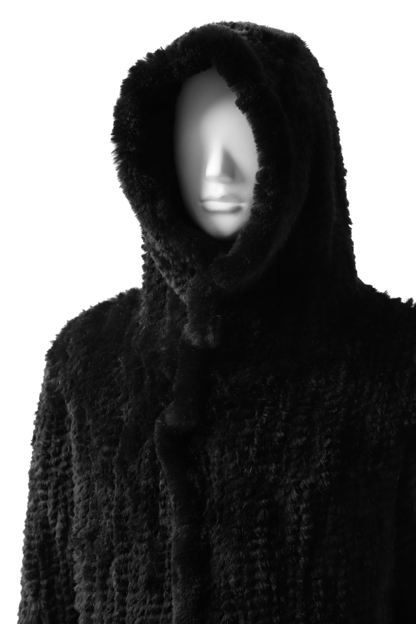 Load image into Gallery viewer, ISAMU KATAYAMA BACKLASH HOODIE KNIT BLOUSON / RABIT FUR (BLACK)