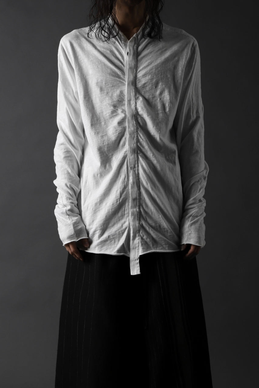 画像をギャラリービューアに読み込む, thomkrom NO COLLAR SHIRT/ JERSEY+WOVEN (OFF WHITE)
