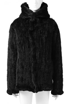 Load image into Gallery viewer, ISAMU KATAYAMA BACKLASH HOODIE KNIT BLOUSON / RABIT FUR (BLACK)