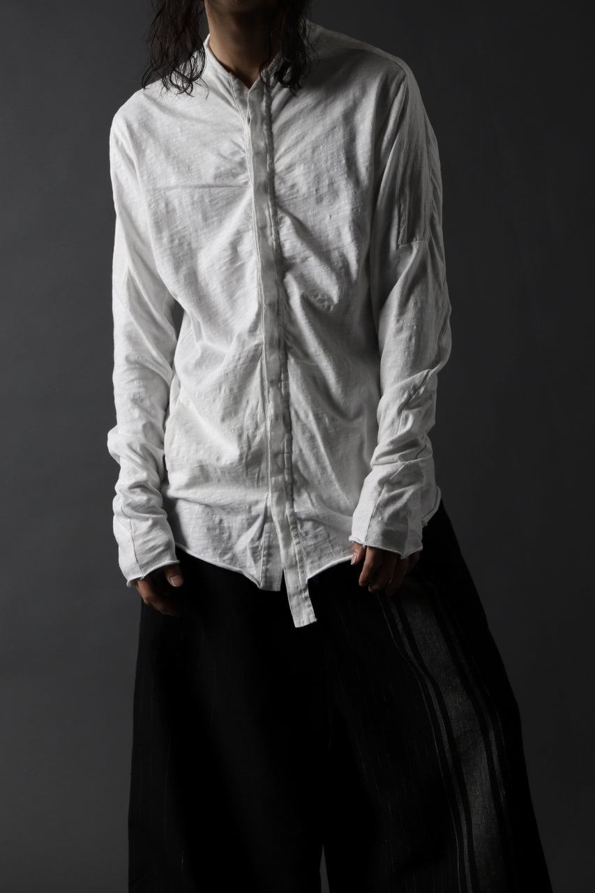 画像をギャラリービューアに読み込む, thomkrom NO COLLAR SHIRT/ JERSEY+WOVEN (OFF WHITE)