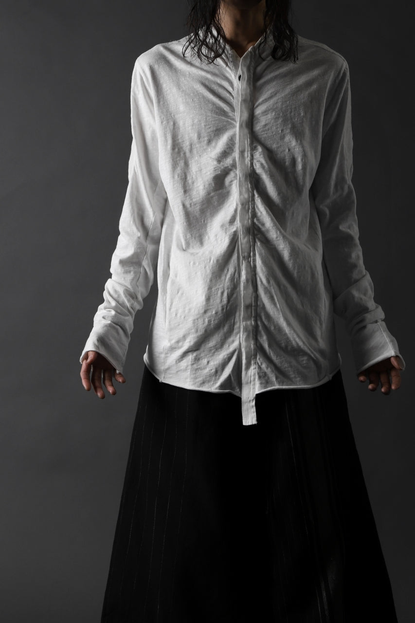 画像をギャラリービューアに読み込む, thomkrom NO COLLAR SHIRT/ JERSEY+WOVEN (OFF WHITE)