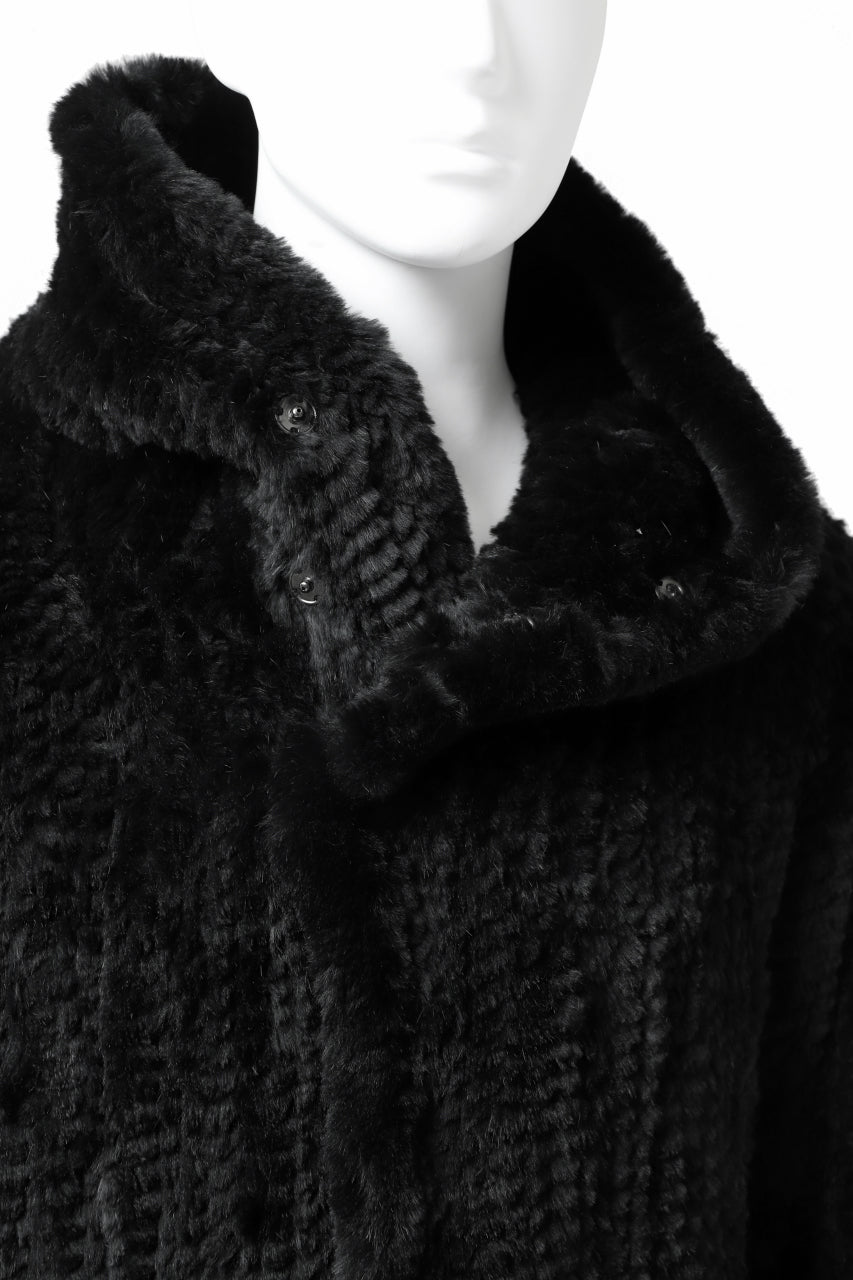 Load image into Gallery viewer, ISAMU KATAYAMA BACKLASH HOODIE KNIT BLOUSON / RABIT FUR (BLACK)