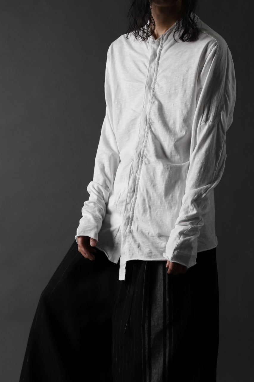 画像をギャラリービューアに読み込む, thomkrom NO COLLAR SHIRT/ JERSEY+WOVEN (OFF WHITE)