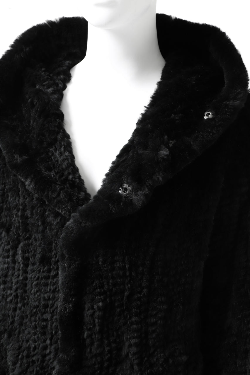 Load image into Gallery viewer, ISAMU KATAYAMA BACKLASH HOODIE KNIT BLOUSON / RABIT FUR (BLACK)
