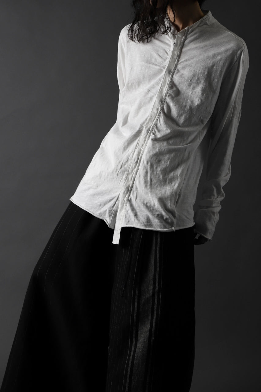 画像をギャラリービューアに読み込む, thomkrom NO COLLAR SHIRT/ JERSEY+WOVEN (OFF WHITE)