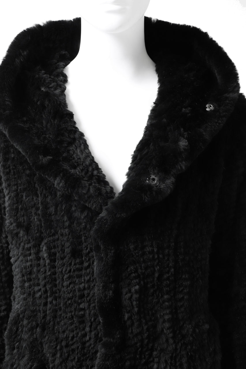 Load image into Gallery viewer, ISAMU KATAYAMA BACKLASH HOODIE KNIT BLOUSON / RABIT FUR (BLACK)