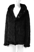 Load image into Gallery viewer, ISAMU KATAYAMA BACKLASH HOODIE KNIT BLOUSON / RABIT FUR (BLACK)