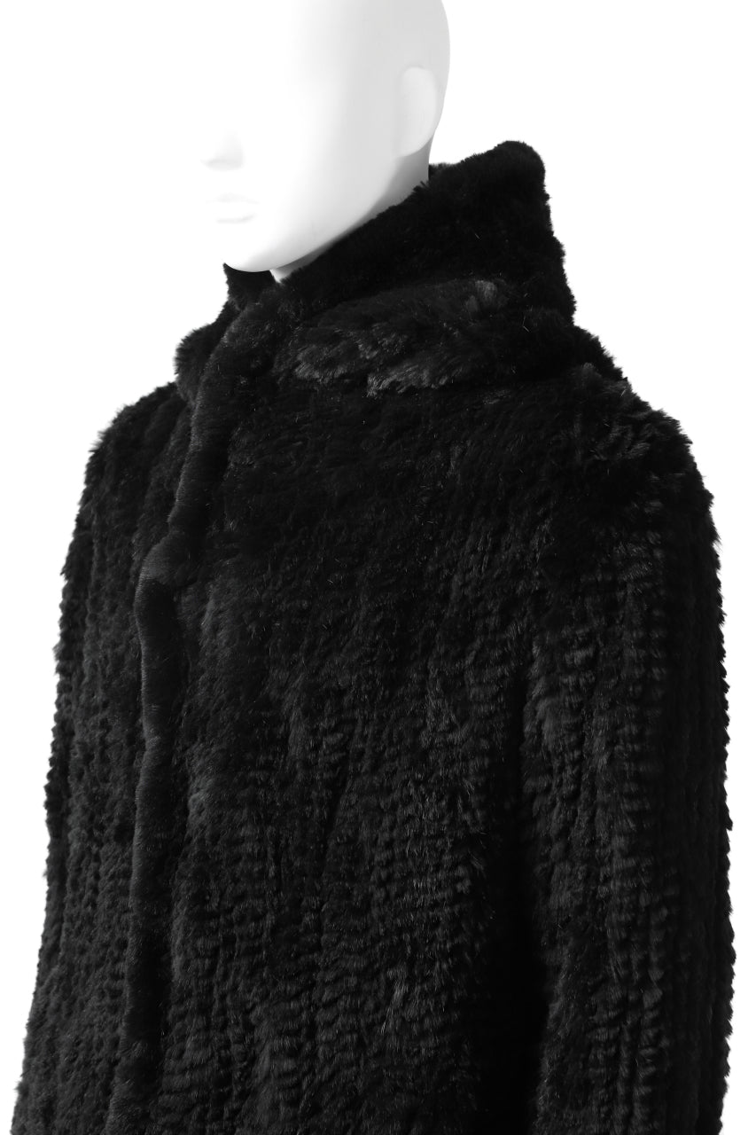 Load image into Gallery viewer, ISAMU KATAYAMA BACKLASH HOODIE KNIT BLOUSON / RABIT FUR (BLACK)