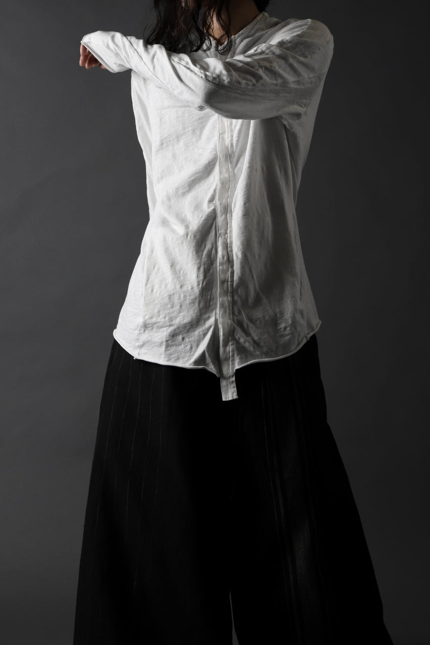 画像をギャラリービューアに読み込む, thomkrom NO COLLAR SHIRT/ JERSEY+WOVEN (OFF WHITE)