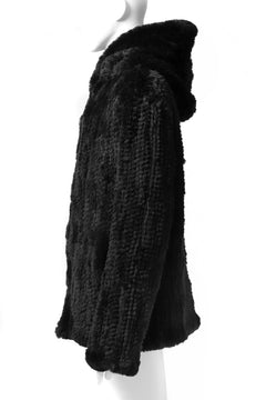 Load image into Gallery viewer, ISAMU KATAYAMA BACKLASH HOODIE KNIT BLOUSON / RABIT FUR (BLACK)