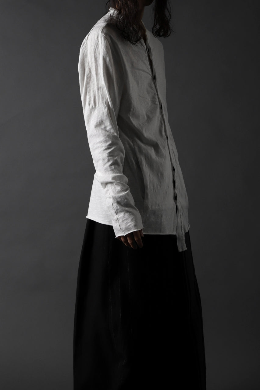 画像をギャラリービューアに読み込む, thomkrom NO COLLAR SHIRT/ JERSEY+WOVEN (OFF WHITE)