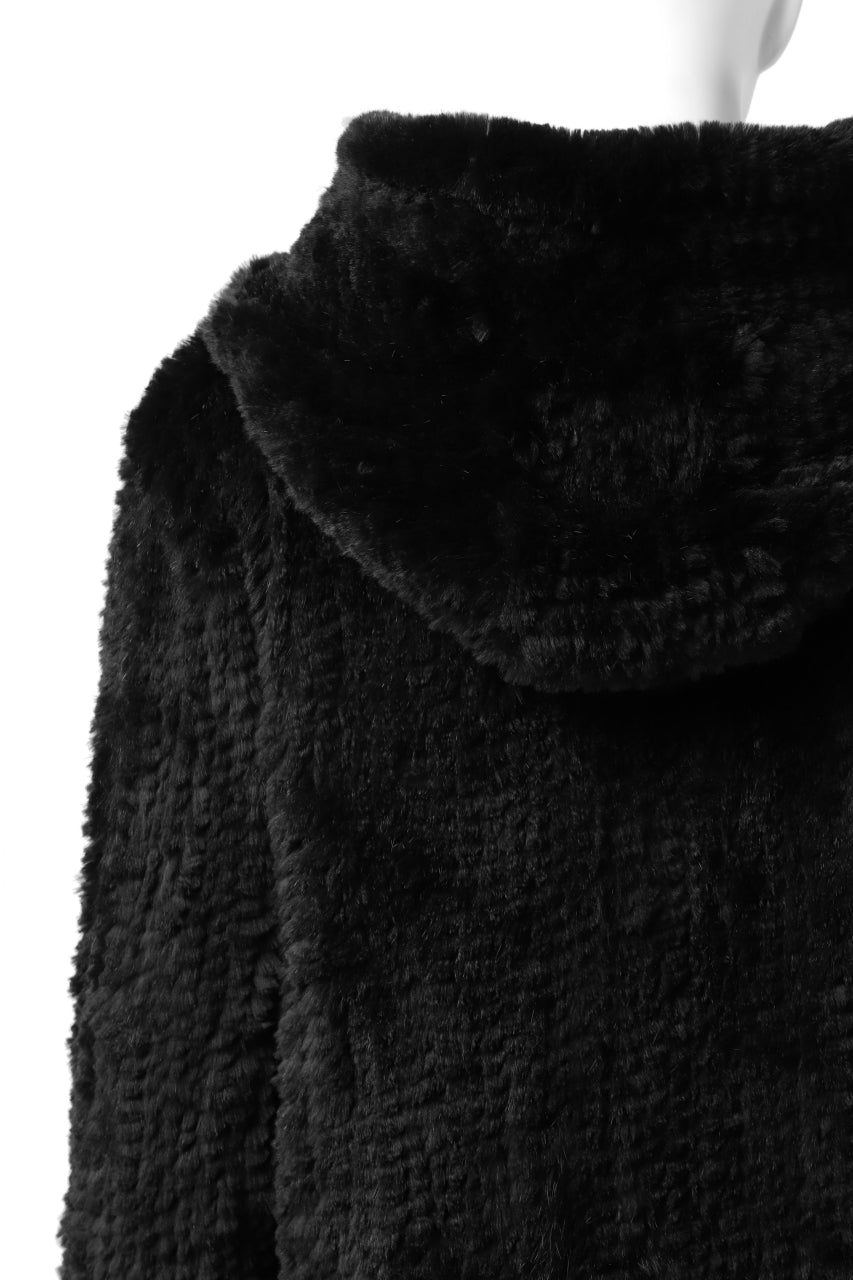Load image into Gallery viewer, ISAMU KATAYAMA BACKLASH HOODIE KNIT BLOUSON / RABIT FUR (BLACK)