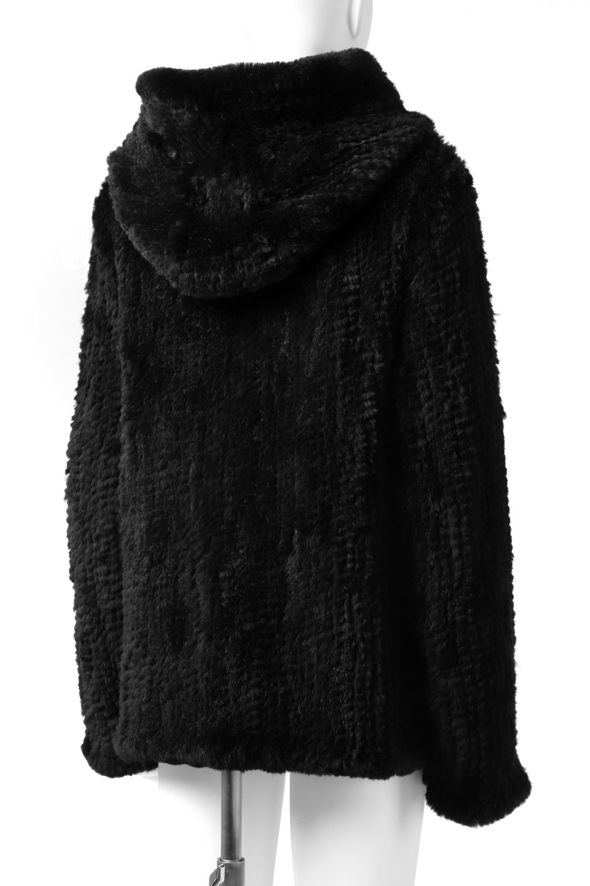 Load image into Gallery viewer, ISAMU KATAYAMA BACKLASH HOODIE KNIT BLOUSON / RABIT FUR (BLACK)