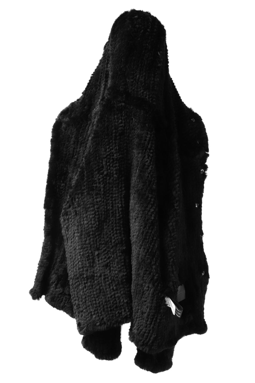 Load image into Gallery viewer, ISAMU KATAYAMA BACKLASH HOODIE KNIT BLOUSON / RABIT FUR (BLACK)