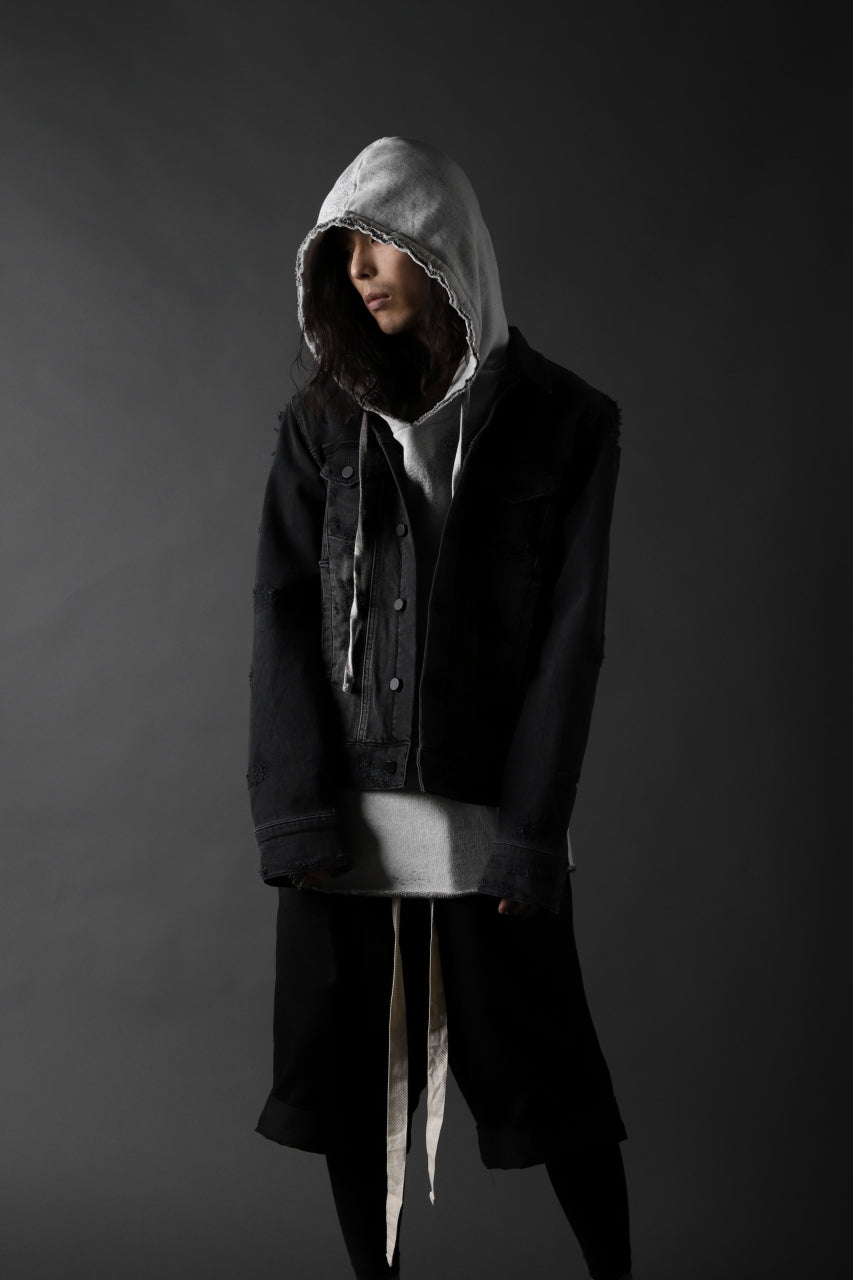 画像をギャラリービューアに読み込む, thomkrom DESTROY FADE JEAN JACKET / ELASTIC DENIM (DARK GREY)