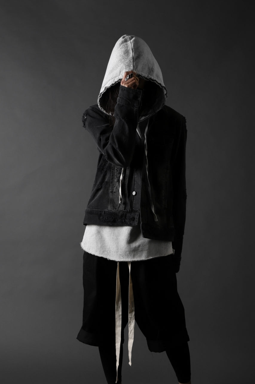 画像をギャラリービューアに読み込む, thomkrom DESTROY FADE JEAN JACKET / ELASTIC DENIM (DARK GREY)