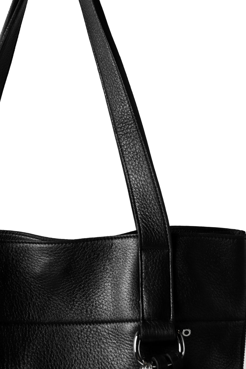 画像をギャラリービューアに読み込む, discord Yohji Yamamoto DEER SHRINK SKIN SIDE ZIPPED TOTE BAG (BLACK)