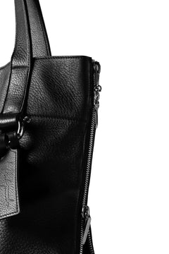 画像をギャラリービューアに読み込む, discord Yohji Yamamoto DEER SHRINK SKIN SIDE ZIPPED TOTE BAG (BLACK)
