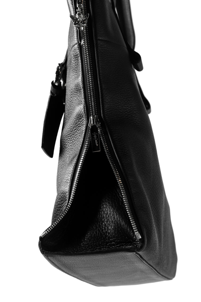 画像をギャラリービューアに読み込む, discord Yohji Yamamoto DEER SHRINK SKIN SIDE ZIPPED TOTE BAG (BLACK)