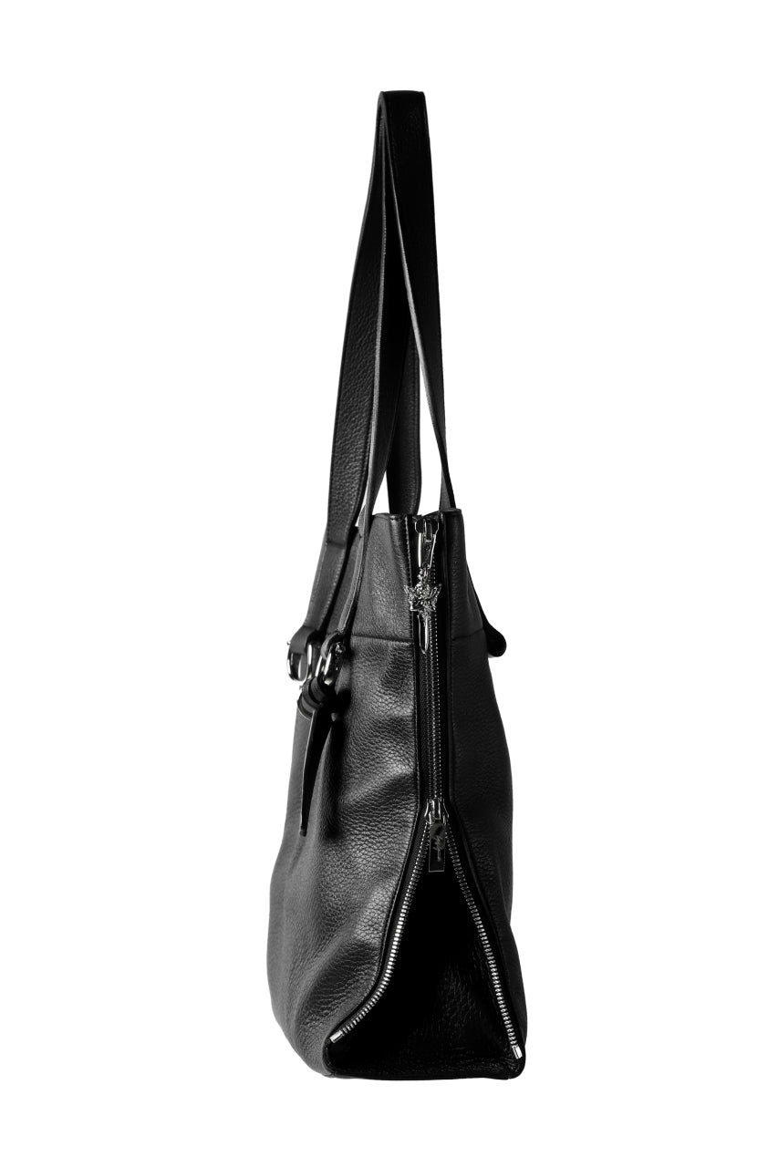 画像をギャラリービューアに読み込む, discord Yohji Yamamoto DEER SHRINK SKIN SIDE ZIPPED TOTE BAG (BLACK)