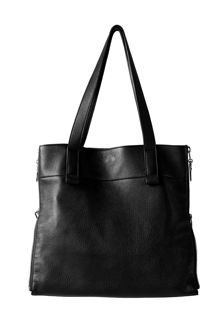 画像をギャラリービューアに読み込む, discord Yohji Yamamoto DEER SHRINK SKIN SIDE ZIPPED TOTE BAG (BLACK)