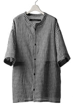 画像をギャラリービューアに読み込む, A.F ARTEFACT "MINIMAL" ROUND-NECK CHECK SHIRT (BLACK x WHITE)