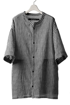 画像をギャラリービューアに読み込む, A.F ARTEFACT "MINIMAL" ROUND-NECK CHECK SHIRT (BLACK x WHITE)